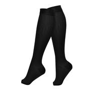 Chaussettes de compression pour femme - Bas de soutien sans orteils faciles à enfiler, chaussettes de compression montantes au genou, chaussettes de compression anti-fatigue, Noir , XX-Large