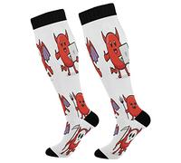 Chaussettes de compression pour homme et femme - Chaussettes hautes de sport - Soutien pour la course à pied, la randonnée, le fitness - Motif personnage diable - Multicolore, taille unique, Comme