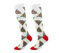 Chaussettes de compression pour homme et femme - Chaussettes hautes en dentelle - Imprimé Noël, À partir de, L