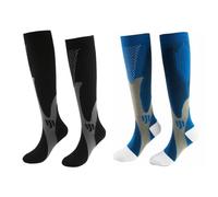 Chaussettes de compression pour hommes et femmes, 2p chaussettes de sport hautes, bas de compression médicaux pour le sport, chaussettes de vol élastiques à mollets larges pour le cyclisme, voyages