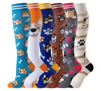 Chaussettes de compression pour infirmières pour femmes et hommes 6 PAIRES Chaussettes de compression hautes jusqu'au genou pour la course et les soins infirmiers pour femmes Chaussettes de compressio