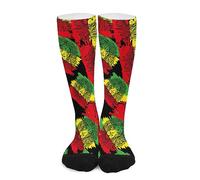 Chaussettes De Contention Lion Avec Drapeau Reggae-Rastafari Chaussettes De Travail Durable Décontractées Chaussette De Football, Pour Course À Pied, Trekking, Sport, 50cm