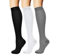 Chaussettes de contention Pour Hommes et Femmes Circulation Compression médical 15-20 mmHg Professionnelle soutien lors des vols ou voyages Unisex Anti-thrombose Anti varices 3 Paires