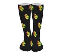 Chaussettes De Contention Rasta-Reggae-Lion Chaussettes Mi-Mollet Durable Décontractées Chaussette De Football, Pour Gym, Sport, Cyclisme, 50cm