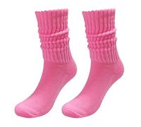 Chaussettes de couleur unie Chaussettes colorées légères en coton athlétique pour femme, rose vif, Taille unique
