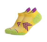 Chaussettes de course à bas de serviette pour femmes chaussettes en coton peigné antidérapantes absorbant la sueur respirant sport randonnée chaussettes (Yellow M)