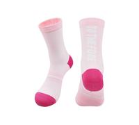 Chaussettes de Cyclisme Chaussettes de Sport de Compression Respirantes à séchage Rapide for Cyclisme, Course à Pied, Tube Moyen, Serviette Nouveau(Light Pink,L(39-44))