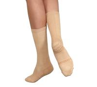 Chaussettes de danse avec prises de silicone anti-dérapant et pointe de rotation - Chaussettes de danse contemporaine et de ballet pour filles et femmes en nude et noir, nude, L