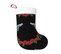Chaussettes de décoration de Noël WHJSHOP Twin Guns and Roses Motif Décoration de la maison Doux et confortable pour le bureau Arbre de Noël Cheminée
