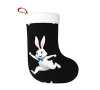 Chaussettes de décoration de Noël WHJSSF Happy Dancing Little White Rabbit imprimé décoration de la maison doux et confortable pour bureau, arbre de Noël, cheminée