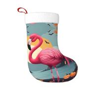 Chaussettes de décoration de Noël YYHWHJDE Cartoon Halloween Flamingo Impression Décoration de la maison Doux et confortable pour le bureau Arbre de Noël Cheminée