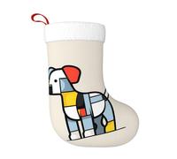 Chaussettes de décoration de Noël YYHWHJDE Mondrian abstractionisme petit animal impression décoration de la maison doux et confortable pour bureau arbre de Noël cheminée