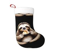 Chaussettes de décoration de Noël YYHWHJDE paresseux mangeant un dessert, décoration de la maison, douces et confortables pour bureau, arbre de Noël, cheminée