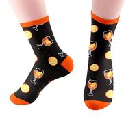Chaussettes de fête avec motif verre à vin - Chaussettes fantaisie amusantes pour femme/homme/enfant, durables et respirantes, cadeaux parfaits pour Aperol, mariages, fêtes (UK, Alpha, M, M, standard