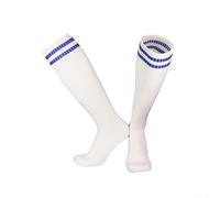 Chaussettes de football renforcées avec fond en serviette épaisse pour absorber les chocs et respirer pendant les jeux intenses (L blanc et bleu)
