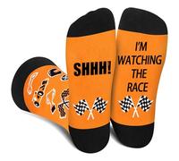 Chaussettes de Formule 1 pour F1 avec inscription « Shhh! I'm Watching the Race F1 » - Taille unique - Cadeau jaune pour homme - Cadeau pour les amateurs de voitures - Cadeau de Noël pour les fans de