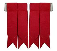 Chaussettes de kilt écossais pour homme - Divers tartans - Extrémités pointues - Jarretières élastiques et ajusteurs de boucle, Rouge, Taille unique