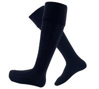 Chaussettes de kilt en laine pour homme fabriquées en Écosse pour les occasions traditionnelles écossaises, mariages, promenades de kilt, jambières Highland Wear, bleu marine, L-XL