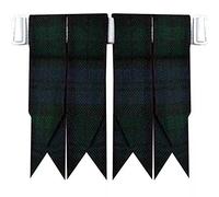 Chaussettes de kilt tartan avec ajusteurs de boucle lourdes, montre noire, H 16cm X W 3cm