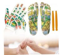 Chaussettes de massage, chaussettes de réflexologie, acupression réflexologie plantaire, gants et 2 outils massage pour les mains et les pieds, pour soulager la douleur, acupression