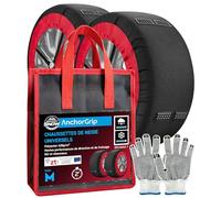 Chaussettes de Neige Textile Homologuées EN 16662-1 Taille M Chaussette Pneu Voiture - DriveonSnow AnchorGrip avec Crampons Antidérapage Montage Rapide 2 Minutes Haute Sécurité + Gants