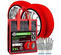 Chaussettes de Neige Textile Homologuées EN 16662-1 Taille XXL Chaussette Pneu Voiture - DriveonSnow EssentialGo Montage Rapide 2 Minutes Haute Sécurité pour Chutes de Neige Occasionnelles + Gants