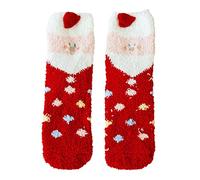 Chaussettes de Noël 2026 motif arbre flocon de neige bonhomme de neige nœud fantaisie motifs colorés robe design mignon pour homme femme fête de Noël 1 lot, Rouge, Taille unique