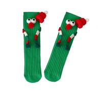 Chaussettes de Noël amusantes pour enfants Dessin animé Grands yeux Nouveauté Tube Milieu Pury Fête de vacances Cadeau de fête de Noël, Magn vert de Noël, taille unique