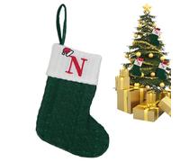 Chaussettes de Noël avec initiales pour sapin de Noël - Ornements de bas de Noël avec 26 initiales - Couleur saisonnière - Vert et blanc - Sac cadeau festif pour bonbons, chocolat