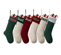 Chaussettes de Noël brodées personnalisées de 45,7 cm avec nom brodé - 45,7 cm - Chaussettes tricotées par câble - Cadeau de Noël et décoration pour cheminée
