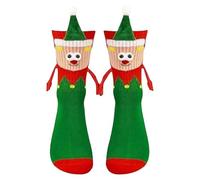 Chaussettes de NoëL, Chausse-ttes Magnétiques Avec Couple de Poupées 3D, Mains Drôles, Coton Respirant Chaussettes à Main Amusantes, Christmas Socks pour Couple ou Amis, Taille Unique