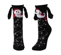 Chaussettes de NoëL, Chausse-ttes Magnétiques Avec Couple de Poupées 3D, Mains Drôles, Coton Respirant Chaussettes à Main Amusantes, Christmas Socks pour Couple ou Amis, Taille Unique