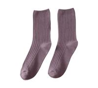 Chaussettes De Noël, Chaussettes Femmes Souples en Coton pour Style Moderne mi-Mollet à Double Aiguille Couleur Unie Tendance et polyvalentes Style rétro Japonais et coréen