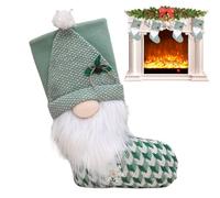 Chaussettes de Noël décoratives - 46 x 22 cm - Chaussettes tricotées vertes - Sac cadeau de Noël Rudolph - Décoration de la maison - Remplissage de bonbons - Collations - Petites surprises
