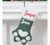 Chaussettes de Noël décoratives à suspendre personnalisées pour enfants, sacs à bonbons avec leur nom (nom brodé, vert)