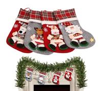 Chaussettes de Noël familiales, récipient 3D avec renne et ours - Lot de 4 chaussettes de Noël cerf - Pour bonbons, chocolat, friandises, remplissage, fête, Nouvel An, salon