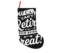 Chaussettes de Noël imprimées « On ne prend pas sa retraite quand on est génial » - Grande chaussette de Noël de 45 cm pour enfants - Décorations à suspendre personnalisées pour toute la famille -