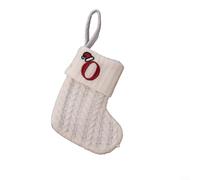 Chaussettes de Noël monogrammes, chaussettes de Noël en peluche super douce, flocon de neige blanc, alphabet tricoté, chaussette de Noël, pendentif arbre de Noël, 20 x 10 cm (O)