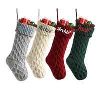 Chaussettes de Noël personnalisées de 45,7 cm, nom brodé de 45,7 cm, grande chaussette de Noël tricotée à suspendre pour décoration de cheminée