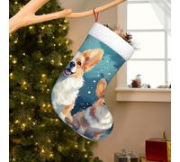 Chaussettes de Noël personnalisées en tricot à suspendre - 45 cm - Joli petit Corgi - Chaussettes de Noël en peluche pour cheminée familiale, décorations de fête
