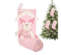 Chaussettes de Noël roses - Chaussettes de Père Noël et d'élan à paillettes | Décoration de Noël parfaite pour la famille, idéal comme sac à bonbons pour Noël et comme décoration
