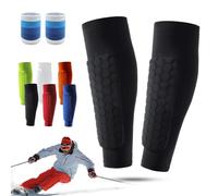 Chaussettes de Protection pour Le Ski, protège-Tibias en Gel, Protection des Jambes, Chaussettes de Protection Respirantes et élastiques en nid d'abeille, pour Le Ski (Black, L)