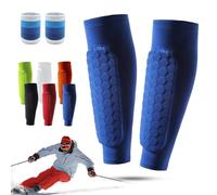 Chaussettes de Protection pour Le Ski, protège-Tibias en Gel, Protection des Jambes, Chaussettes de Protection Respirantes et élastiques en nid d'abeille, pour Le Ski (Blue, XS)