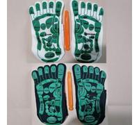 Chaussettes de réflexologie Acupoints Kit de chaussettes de massage et canne à pêche Blanc et noir