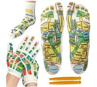 Chaussettes de réflexologie Chaussettes d'acupression de réflexologie plantaire, gants et 2 outils massage pour les outils massage des mains et des pieds pour soulager la douleur, améliore