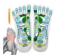 Chaussettes de réflexologie de massage - séparateur d'orteils en coton, guide de thérapie, aide aux pieds | Chaussettes de point de pression du graphique anglais, outil de relaxation (pour les débutan