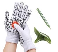 Chaussettes de réflexologie - Gants de réflexologie avec bâton de massage | Outil de massage ponctuel | Remède pour soulager les doigts et les pieds pour massage des pieds | Chaussettes avec diagramme