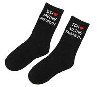Chaussettes de Saint-Valentin Luxueuses pour Couples Vêtements d'Intérieur Confortables avec un Élégant Motif de Lettres Romantique (Black, One Size)
