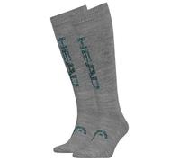 Chaussettes de ski mi-mollet pour débutants - HEAD - KNEEHIGH - Respirant - Lot de 2 - Gris-Sky Blue Combo 31/34