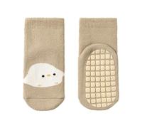 Chaussettes de sol antidérapantes pour bébé fille garçon tout-petits chaussures plates unisexes pré-marcheurs semelles en caoutchouc chaussures pour bébé intérieur bébé hiver, Poussin kaki, Medium